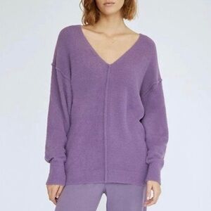 Aritzia Wilfred Free Hush Knit V-Neck Sweater Violet Haze